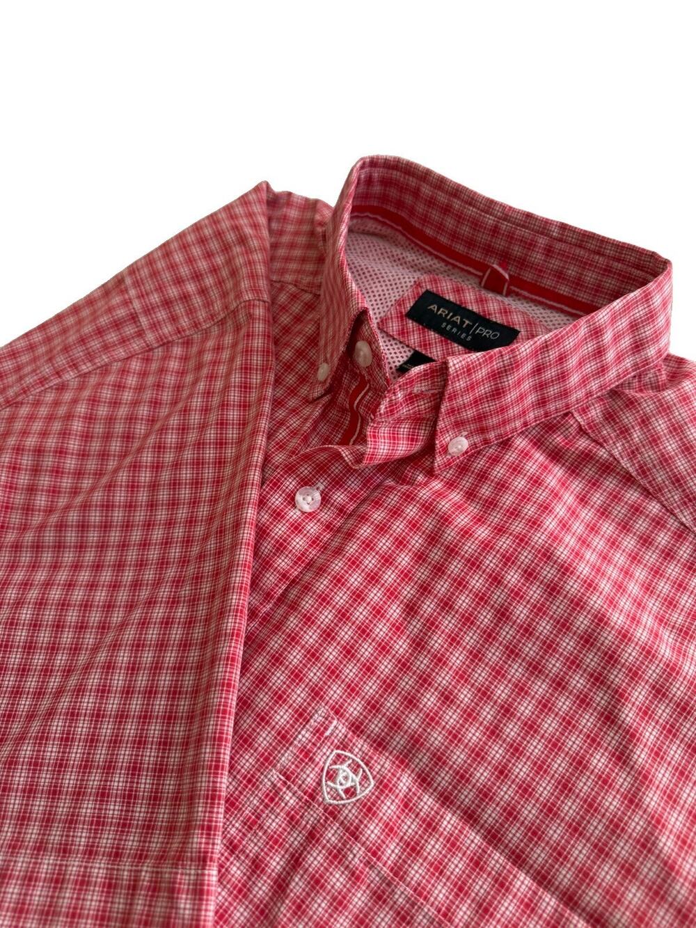 Ariat Pro Series Men's Plaid Woven Cotton Short Sleeve Button-Up L